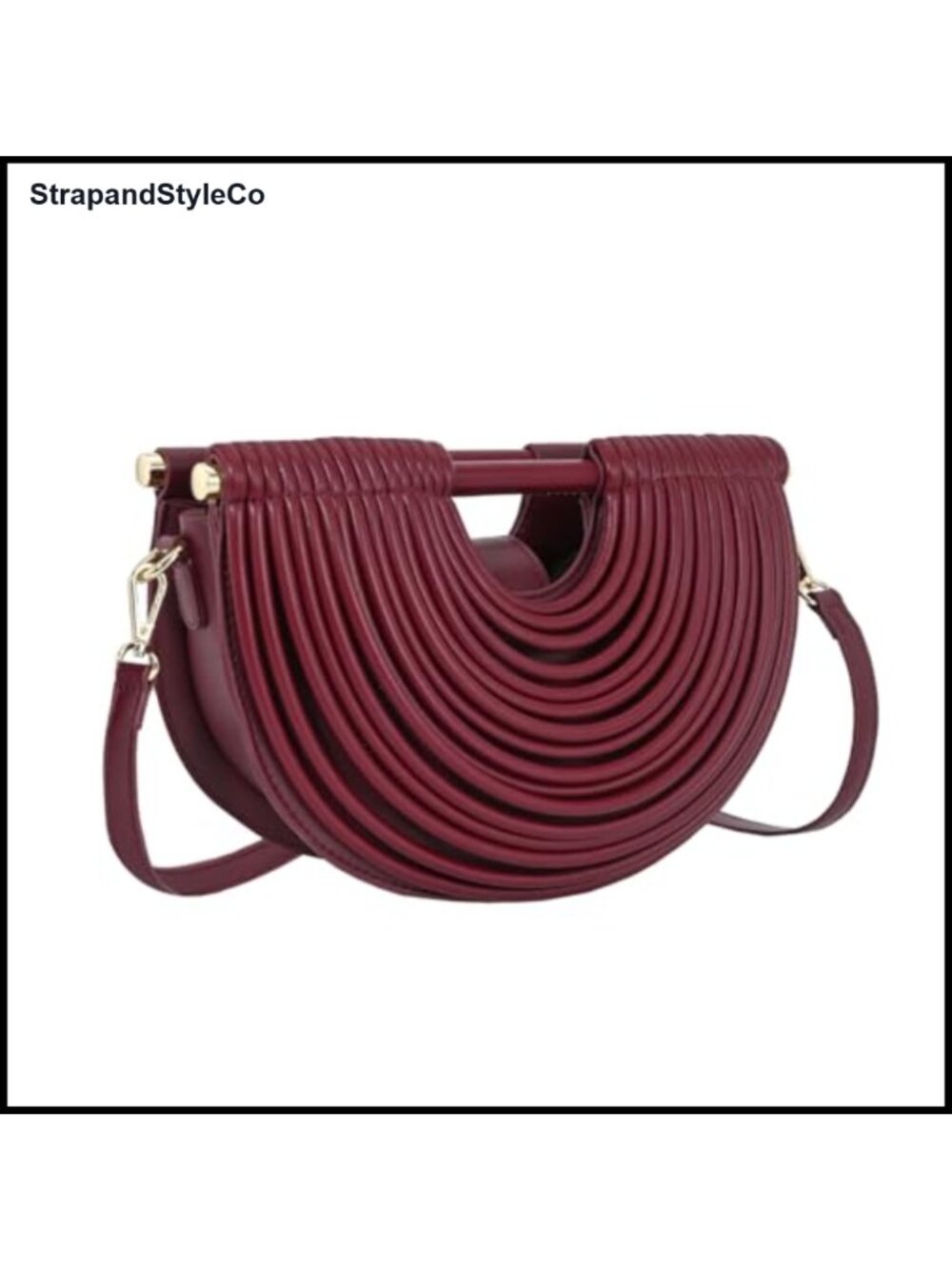 Metallic PU Leather Half-Moon Clutch Evening Handbag for Women